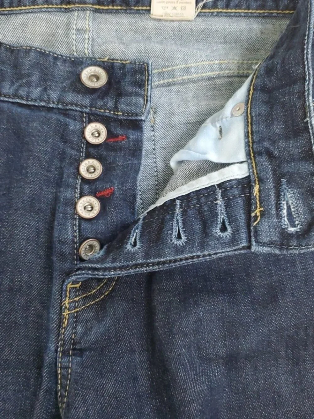 John Varvatos Bowery Jeans Men 28x33 Blue Slim Straight Button Fly Dark Wash USA